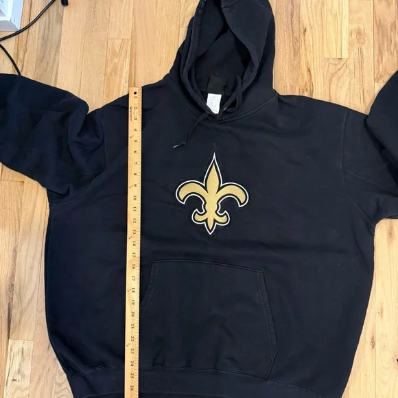 Black New Orleans Saints Hooded Sweatshirt with Gold Fleur-de-Lis XXL - Picture 6 of 8